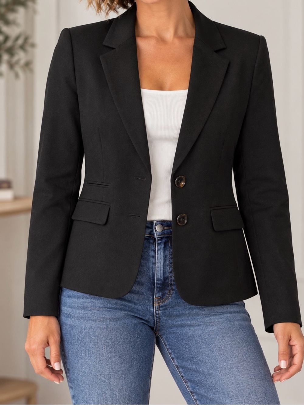 Kasper Women's Black Two-Button Notch Lapel Blazer- 2P NWOT